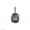 925 Sterling Silver Raw Emerald Slice Pendant – Pave Diamond Halo Necklace