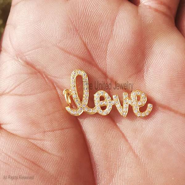 Gold Vermeil 925 Sterling Silver "Love" Script Pendant