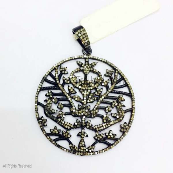 925 Sterling Silver Pavé Diamond Tree of Life Pendant