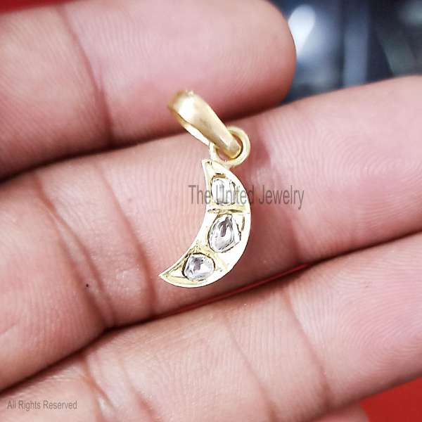 Gold Vermeil 925 Sterling Silver Crescent Moon Pendant