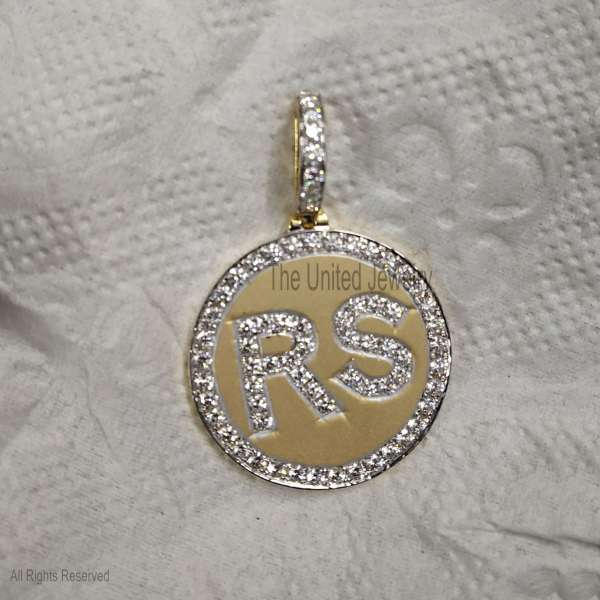 Gold Vermeil 925 Sterling Silver "RS" Initial Medallion