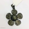 925 Sterling Silver Pavé Diamond Flower Pendant