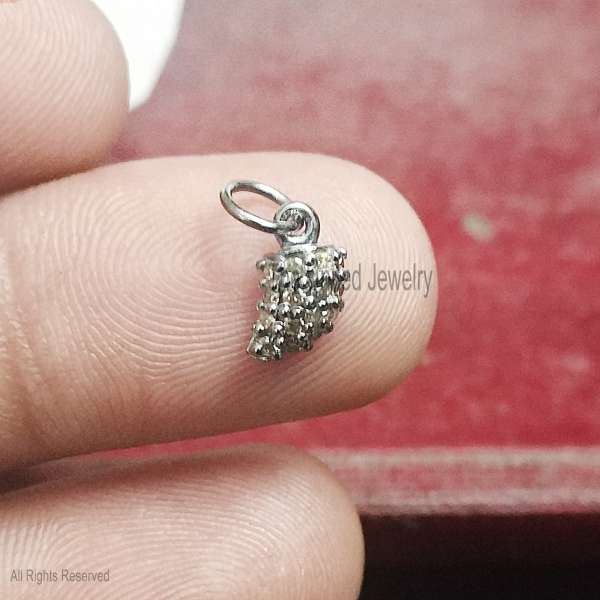 925 Sterling Silver Micro Pave Cashew Charm