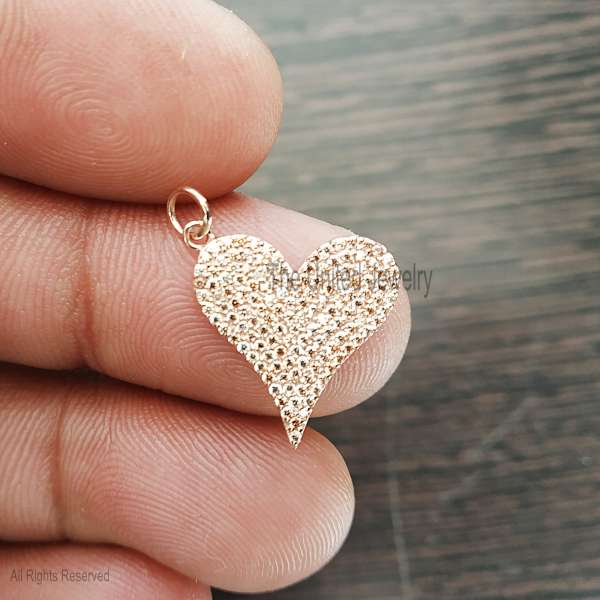 925 Sterling Silver Pavé Diamond Heart Pendant