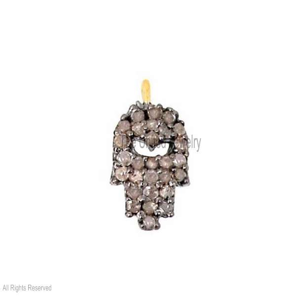 925 Sterling Silver Hamsa Hand Pendant – Pave Diamond Protection Charm