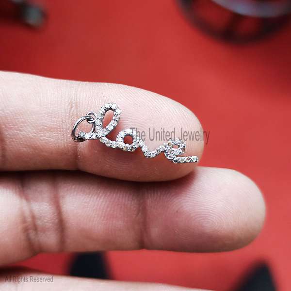 Sterling Silver Pavé "Love" Script Pendant