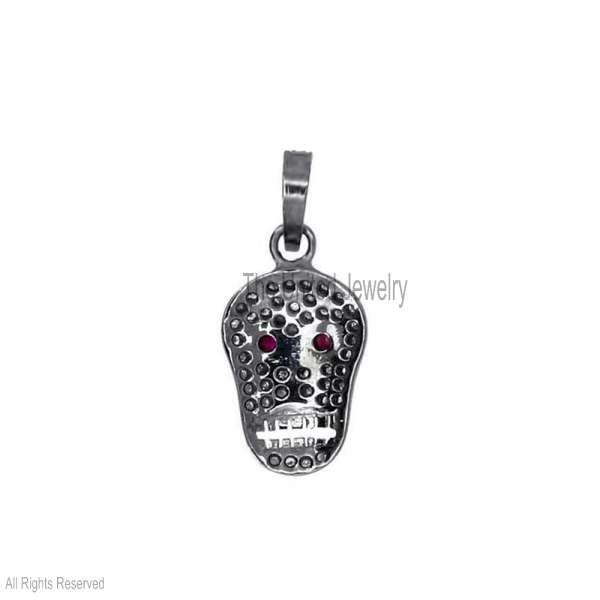 925 Sterling Silver Gothic Skull Pendant – Pave Diamond Statement Charm