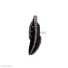 925 Sterling Silver Black Feather Leaf Pendant with CZ Stones