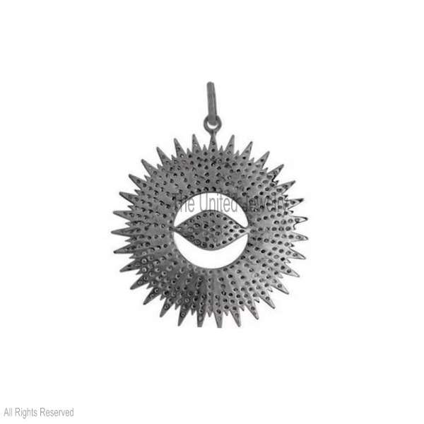 925 Sterling Silver Diamond & Sapphire Evil Eye Sunburst Pendant