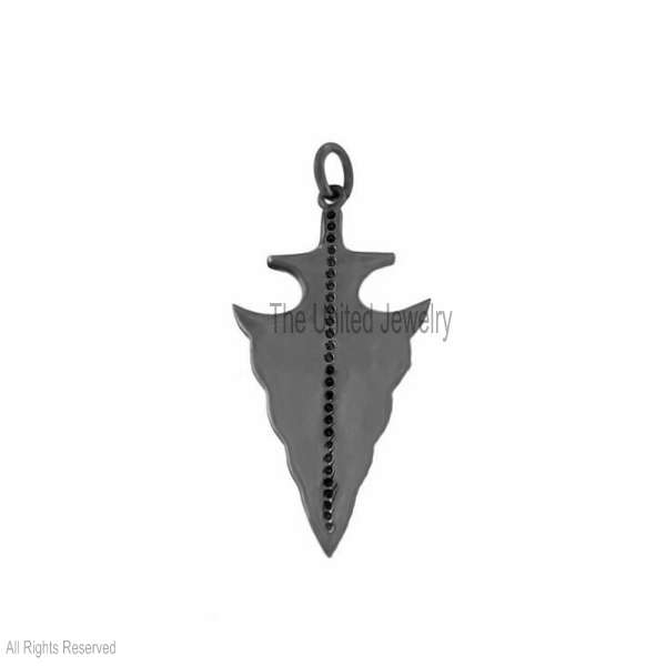 " 925 Sterling Silver Black & White Diamond Arrowhead Pendant" " 925 Sterling Silver Black & White Diamond Arrowhead Pendant"