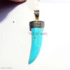 " 925 Sterling Silver Turquoise Horn Tusk Pendant"