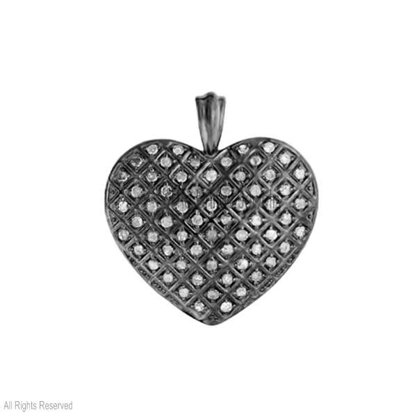 925 Sterling Silver Diamond Lattice Heart Pendant