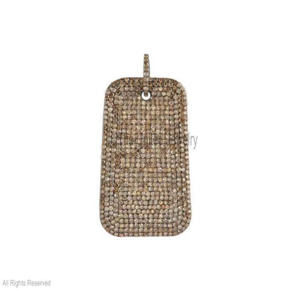 925 Sterling Silver Diamond Pavé Dog Tag Pendant"