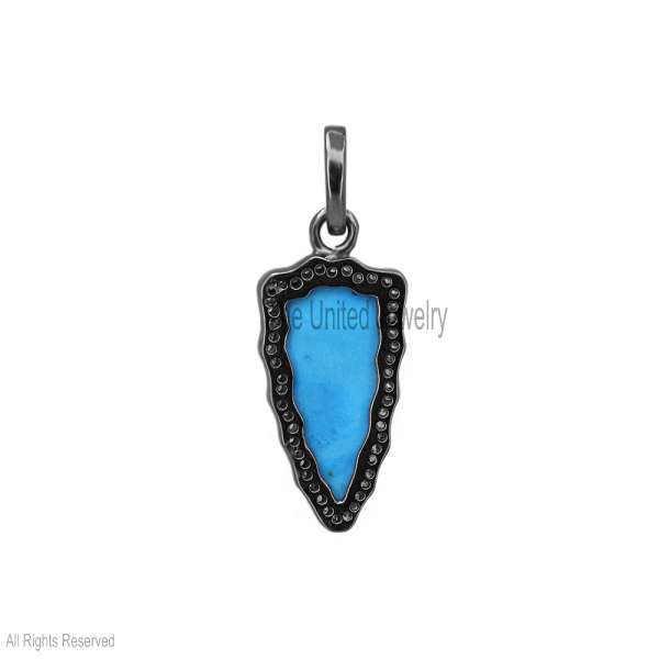" 925 Sterling Silver Turquoise Blue Arrowhead Halo Pendant" " 925 Sterling Silver Turquoise Blue Arrowhead Halo Pendant"