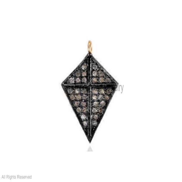 " 925 Sterling Silver Diamond Pavé Kite Shape Pendant"