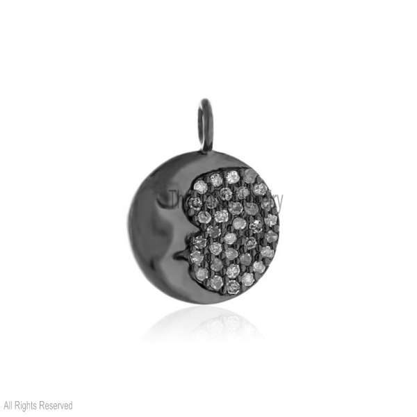 " 925 Sterling Silver Diamond Pavé ""Man in the Moon"" Pendant"