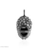 Oxidized 925 Sterling Silver Pave Diamond Oval Shield Pendant
