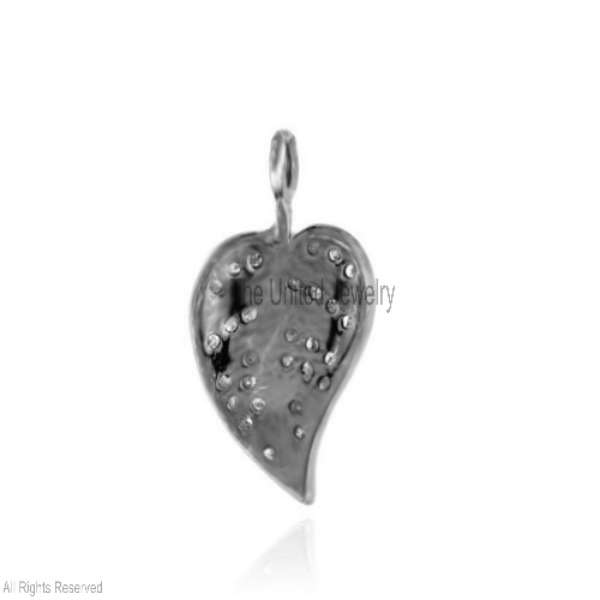 925 Sterling Silver Pave Diamond Leaf Charm Pendant