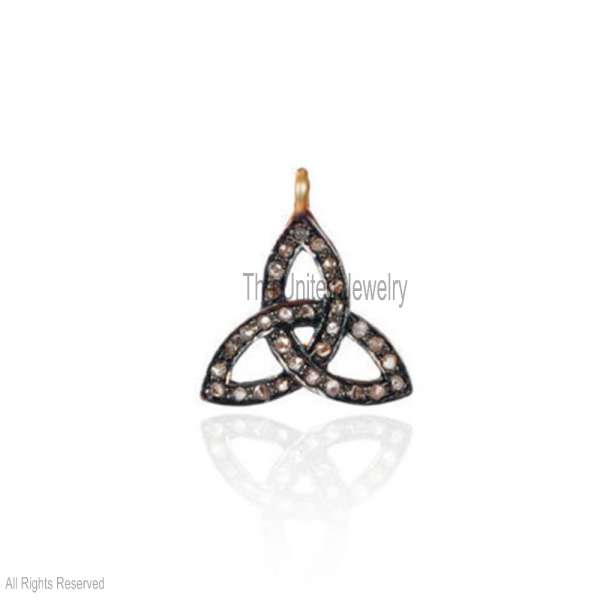 925 Sterling Silver Pave Diamond Trinity Knot Triquetra Pendant