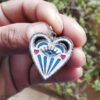 925 Sterling Silver Multicolor Enamel Heart Evil Eye Pendant