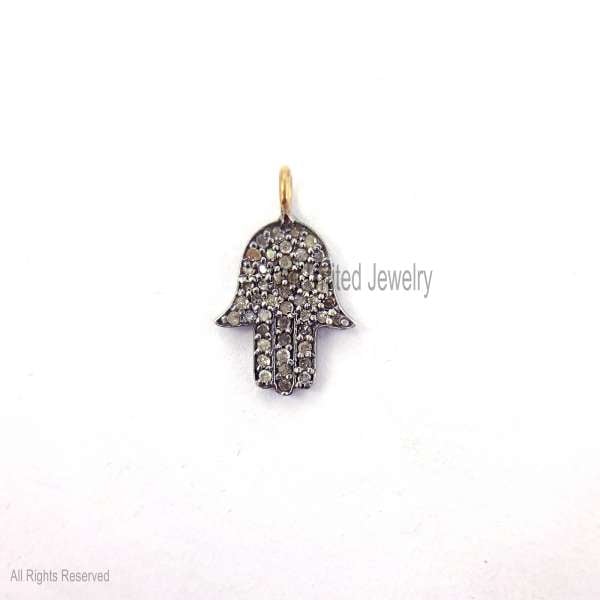 Sterling Silver Pavé Hamsa Hand Pendant