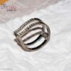 925 Sterling Silver Double Row Pave Set Open Band Ring