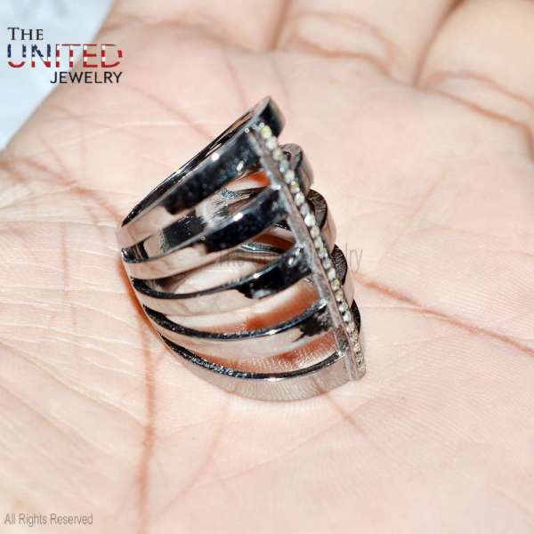 Modern Multi-Band 925 Sterling Silver Cage Ring