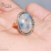 925 Sterling Silver Labradorite Oval Statement Ring with Pave Diamond Halo