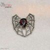 925 Sterling Silver Gothic Spiderweb Statement Ring with Pear-Cut Garnet