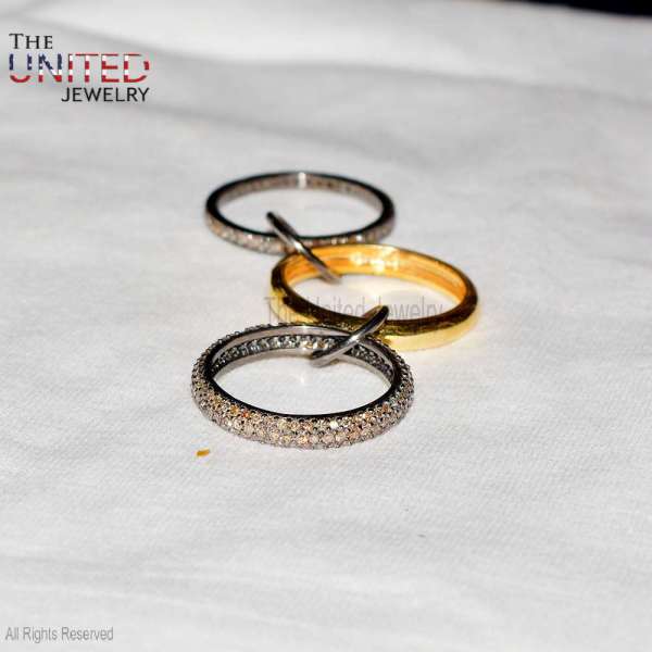 925 Sterling Silver Three-Tone Interlocking Rolling Eternity Band Ring