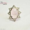Vintage Star of David Rose Quartz 925 Sterling Silver Statement Ring
