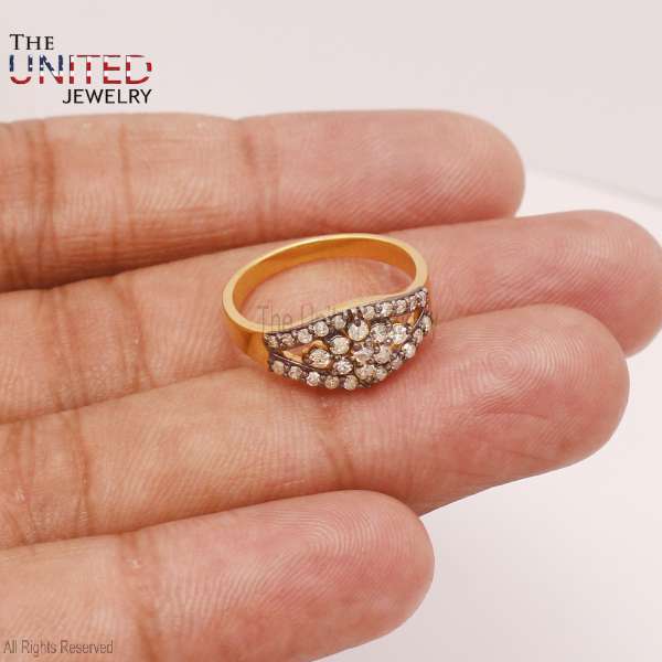 925 Sterling Silver Vintage Cluster Band Ring