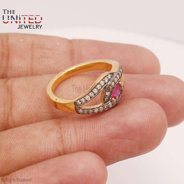 Marquise Pink Ruby Infinity Bypass Ring