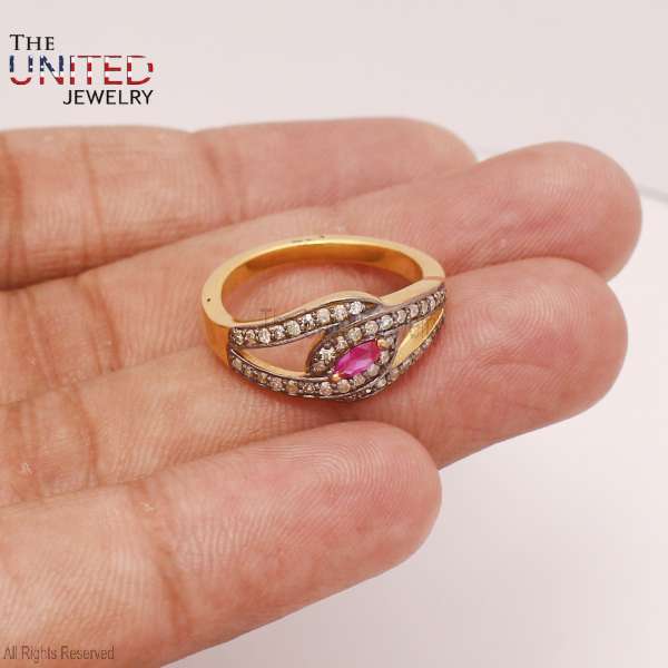 Marquise Pink Ruby Infinity Bypass Ring