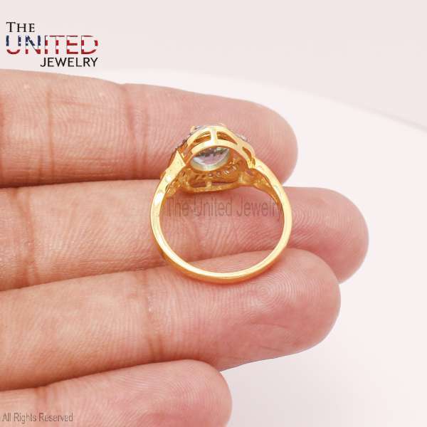 Oval Sky Blue Topaz Halo Ring