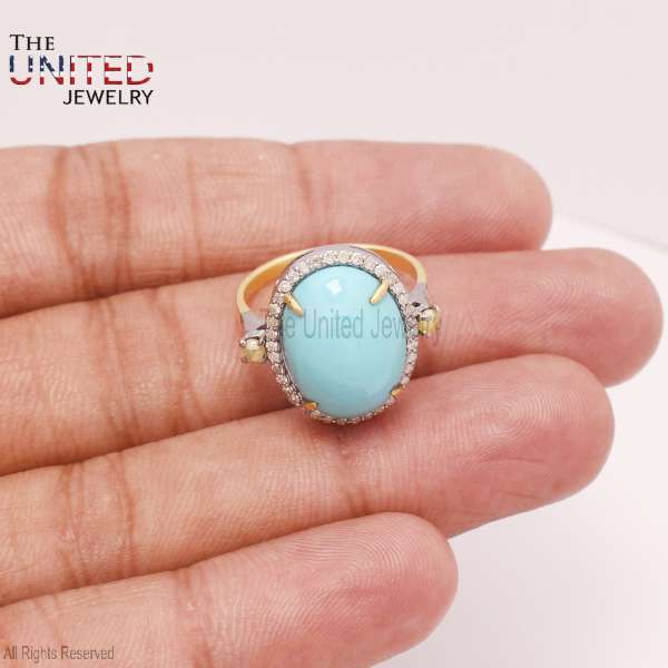 Natural Sleeping Beauty Turquoise Ring in 925 Sterling Silver