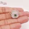 925 Sterling Silver Emerald & Rose Quartz Halo Ring