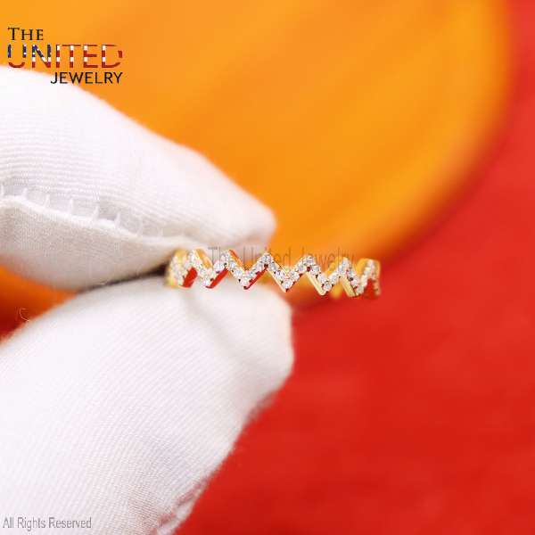 925 Sterling Silver Zig Zag Eternity Ring – Minimalist Dainty Chevron Stacking Band