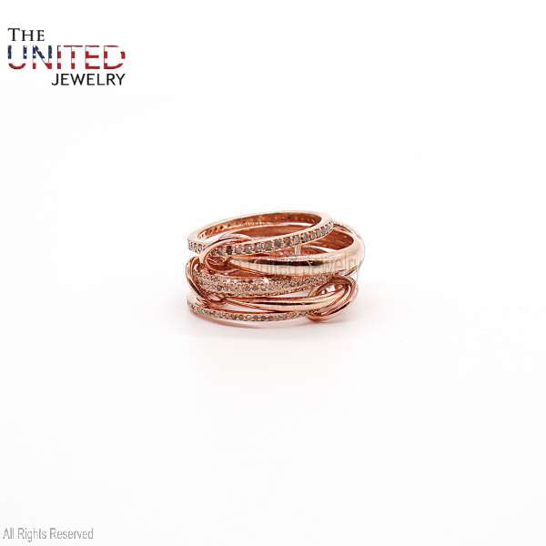 925 Sterling Silver Rose Gold Link Ring