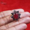 925 Sterling Silver Natural Ruby Starburst Ring