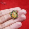 Natural Ethiopian Opal & Peridot Cluster Ring in 925 Sterling Silver