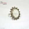925 Sterling Silver Large Oval Moonstone Sunburst Halo Statement Ring
