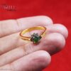 925 Sterling Silver Emerald & Rose Quartz Halo Ring