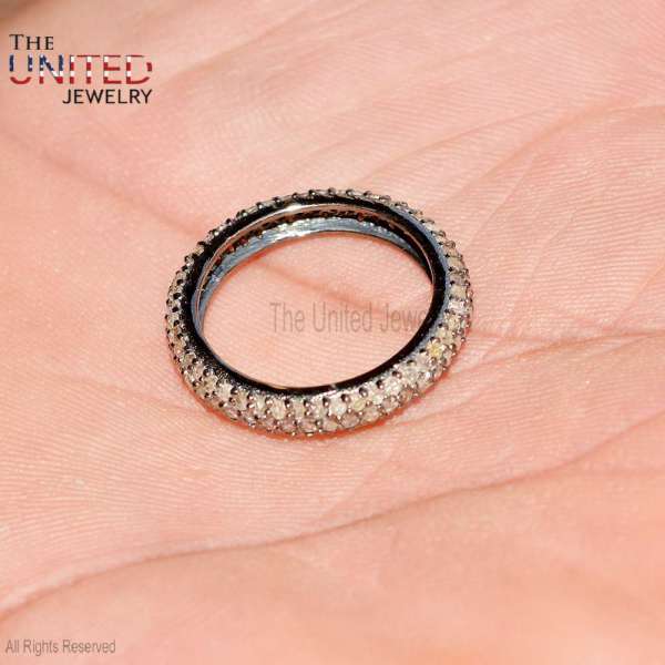 Elegant Blackened 925 Sterling Silver Full Eternity Pavé Band
