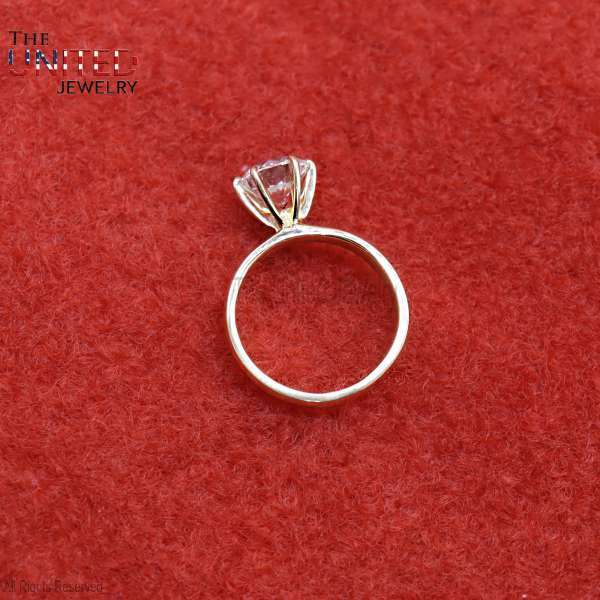 Classic 925 Sterling Silver Solitaire Ring – Round Brilliant Cut Moissanite Engagement Ring