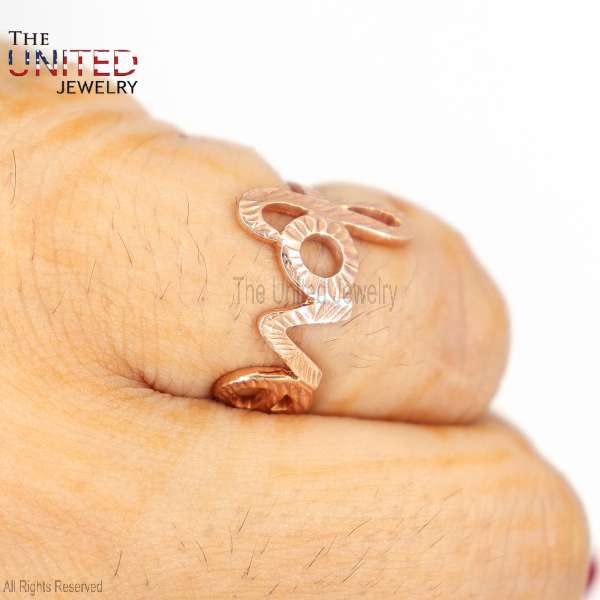Rose Gold Over 925 Sterling Silver Textured "Love" Script Statement Ring