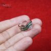 925 Sterling Silver Green Emerald-Cut Wave Ring