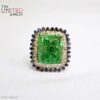 925 Sterling Silver Hand-Carved Emerald Green Jade Floral Cocktail Ring