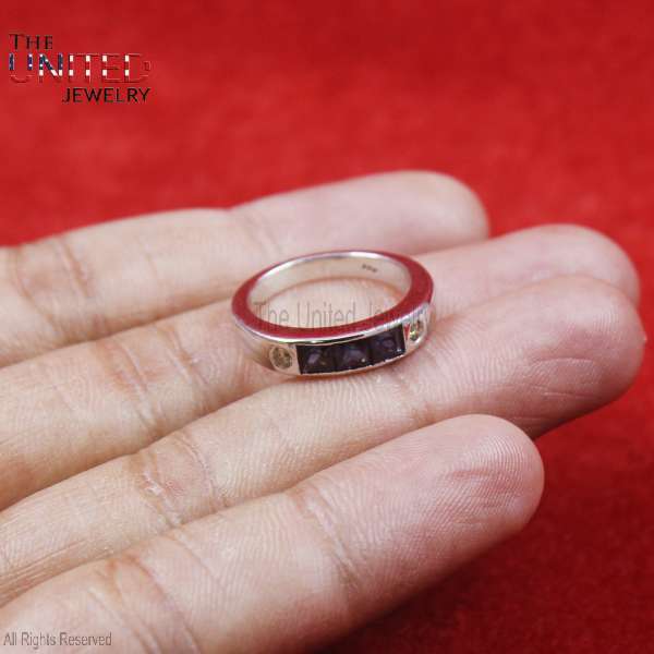 925 Sterling Silver Channel-Set Purple Amethyst Eternity Band Ring925 Sterling Silver Channel-Set Purple Amethyst Eternity Band Ring