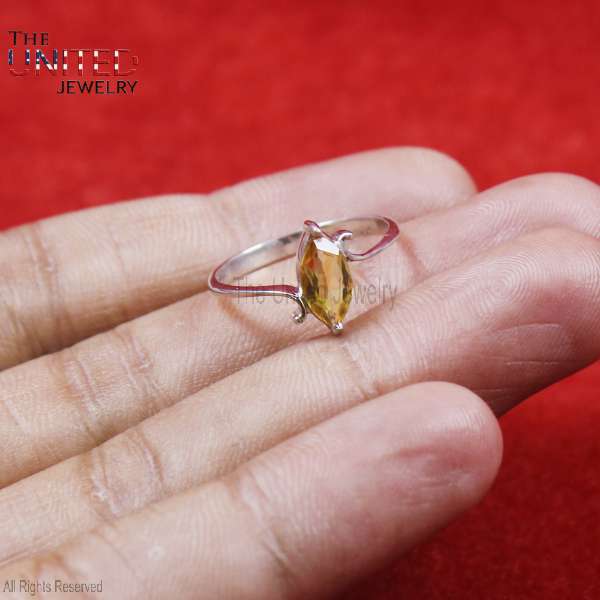 Marquise Citrine 925 Sterling Silver Ring